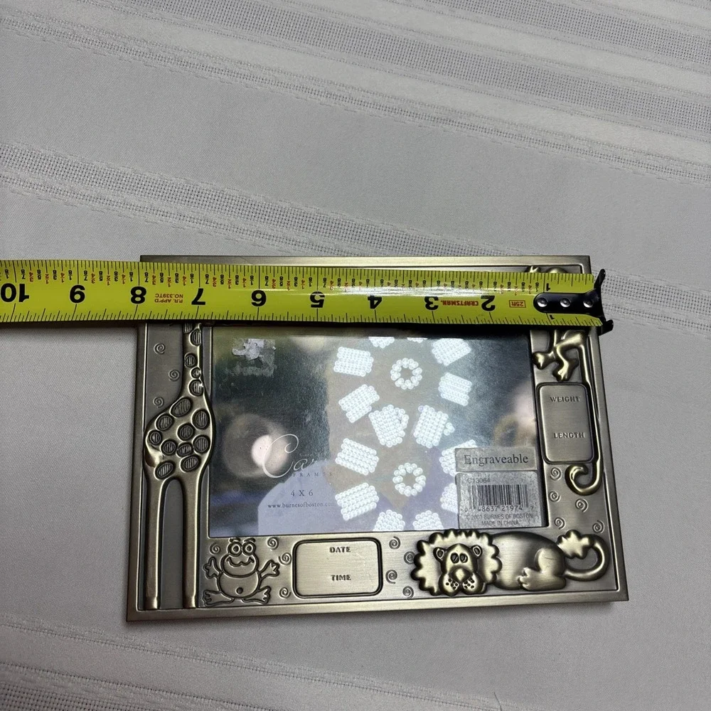 NWT Metal Engravable Baby Frame By Carr, Holds 3.5